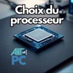 Processeur moderne avec ses broches et circuits intégrés, illustrant l'importance du choix du CPU pour les performances d'un PC.