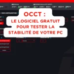 Capture d'écran du logiciel OCCT affichant les options pour tester la stabilité d'un PC, avec le titre "OCCT : Le logiciel gratuit pour tester la stabilité de votre PC