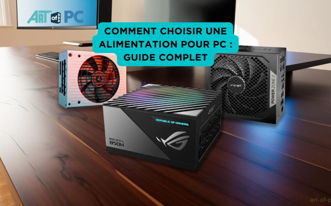 Schéma illustrant les étapes pour choisir une alimentation PC adaptée