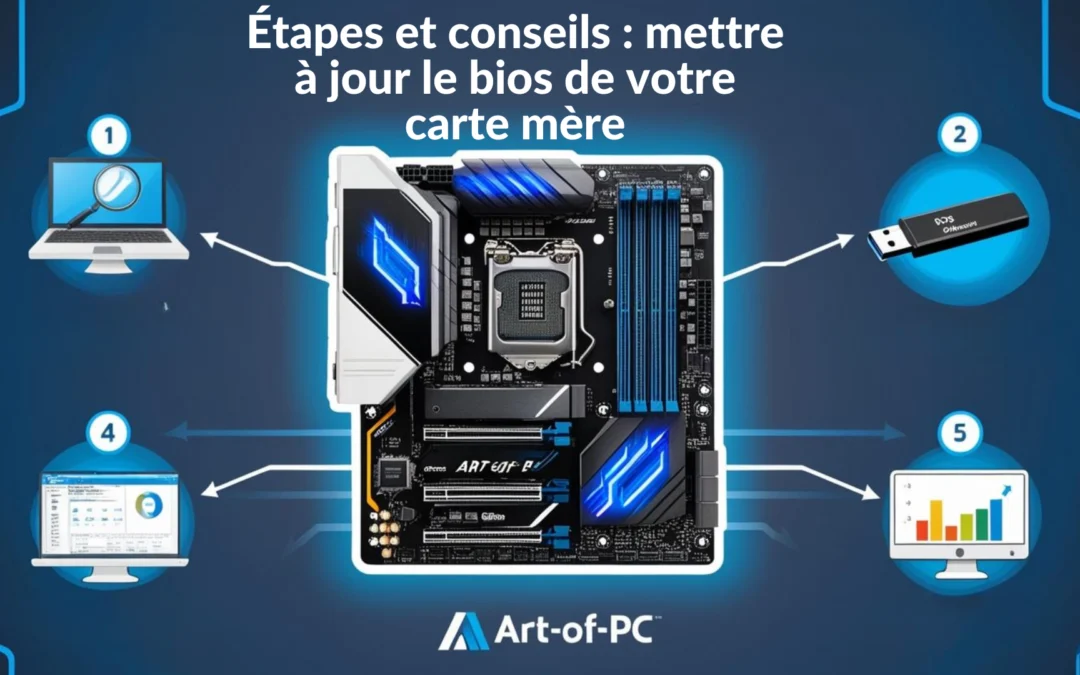 Schéma illustrant les étapes de mise à jour du BIOS d'une carte mère