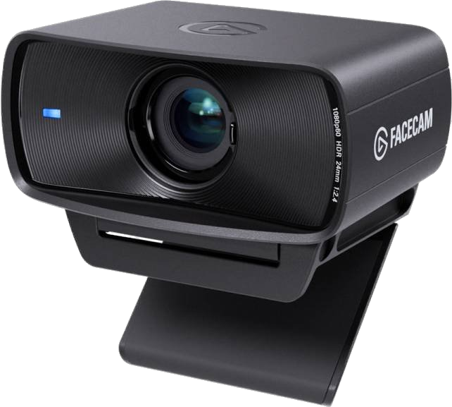 Webcam Elgato Facecam MK.2 noire, objectif central grand angle, support ajustable, destinée au streaming et à la visioconférence en Full HD 1080p.