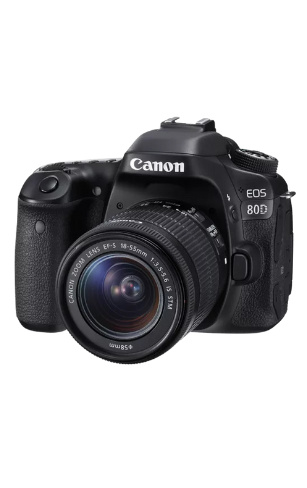 Appareil photo reflex Canon EOS 80D équipé d’un objectif zoom