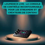 Loupedeck Live : la console de contrôle incontournable pour les streamers et créateurs de contenu Console Loupedeck Live posée sur un socle illuminé, mise en avant pour les streamers et créateurs de contenu.