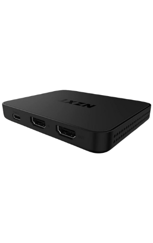 Boîtier d’acquisition NZXT Signal 4K30 moderne, couleur noire, avec connecteurs visibles.