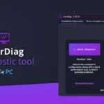 Interface du logiciel UserDiag, outil de diagnostic PC proposé par Art of PC, affichant les options de diagnostic rapide et long pour analyser la configuration et la performance d’un ordinateur.