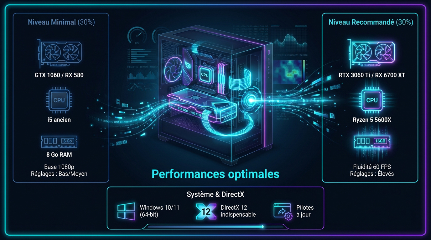 Tableau comparatif des configurations minimale et recommandée pour Crimson Desert sur PC